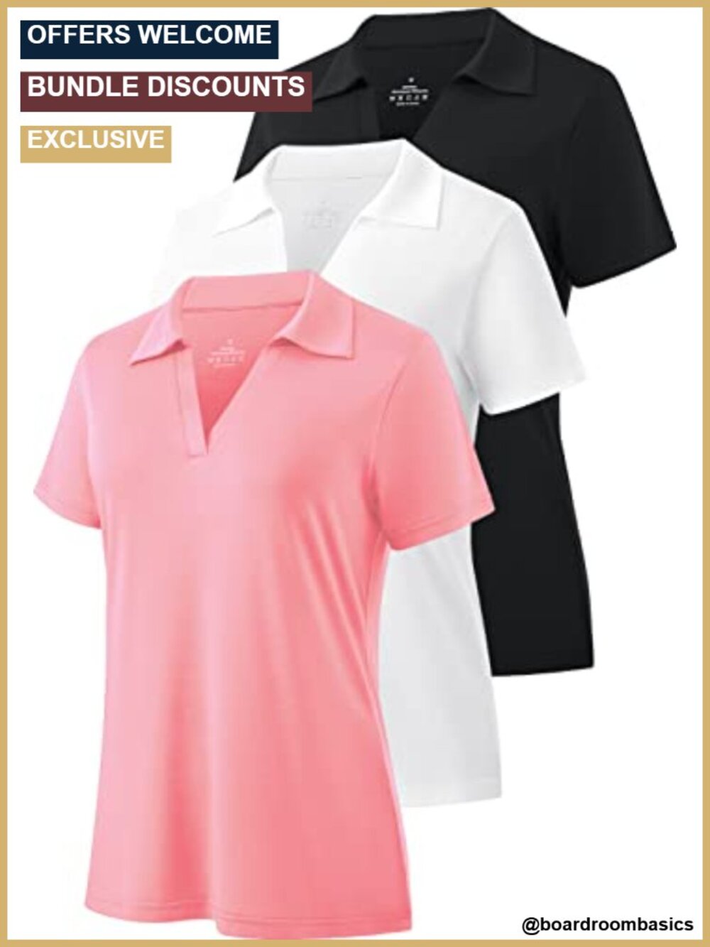 Women's Golf Polo Shirts Short Sleeve V-Neck Collared Sport Tops Dry-Fit Active